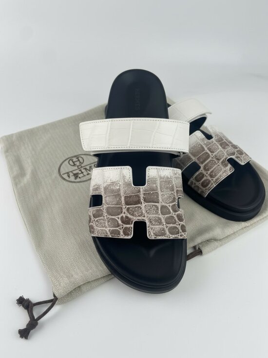 HERMÈS Chypre Sandals White Niloticus Crocodile Himalaya - Size 44 main image 2